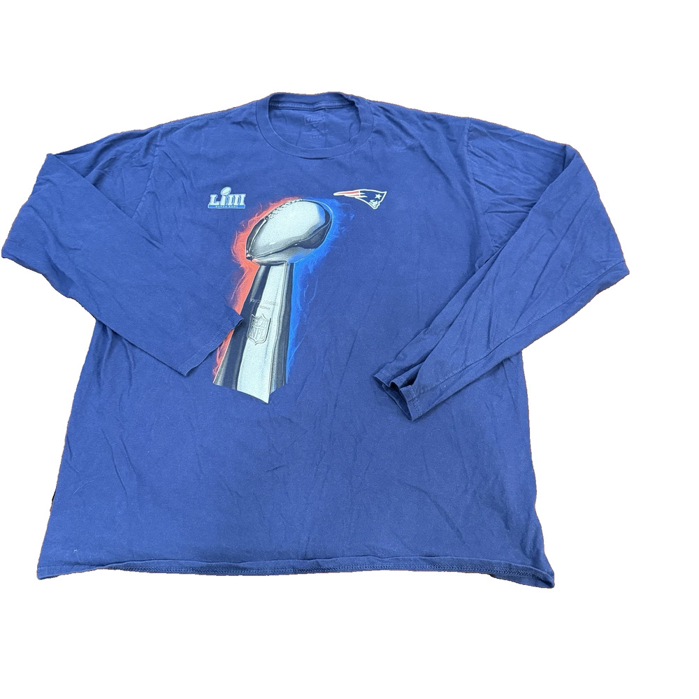 Men's Sz XL NFL New England Patriots Super Bowl LIII Champions Trophy L/S Shirt